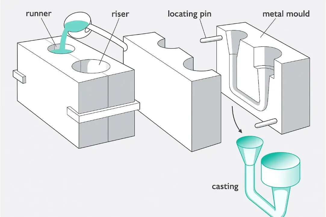 permanent mold casting process diagram