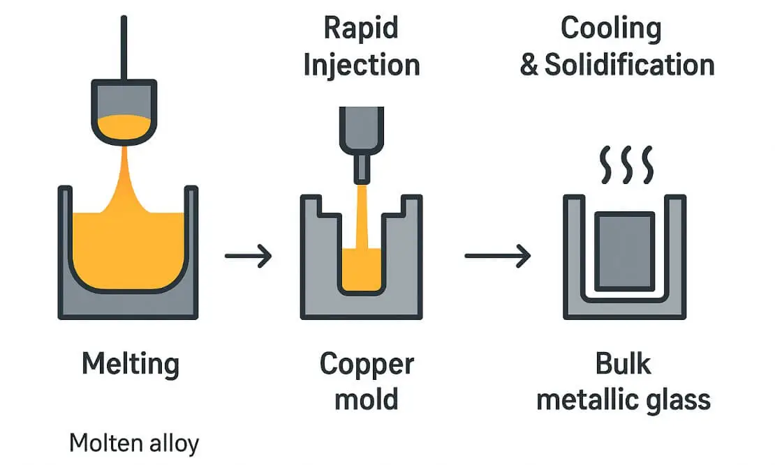 process flow of metallic glass copper mold casting